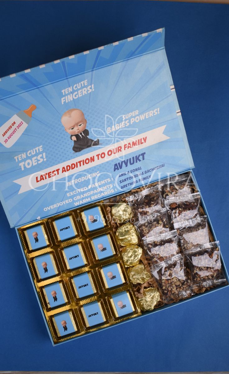 Baby Boy Birth Announcement personalized Chocolate Gift Boxes