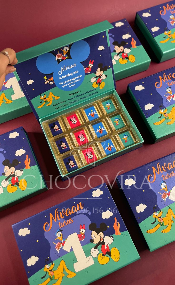 Chocolate Boxes for first birhday invitation
