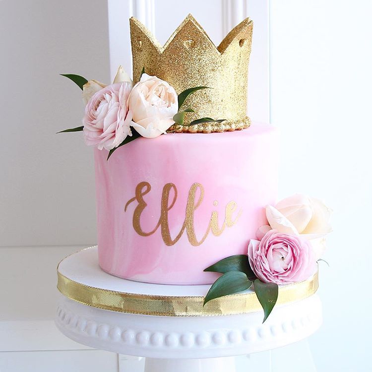 Princess Crown Theme 1st Birthday Cake