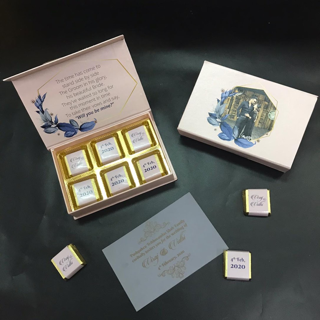 Wedding chocolate boxes with photo and logo
