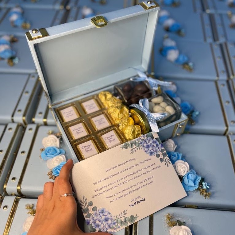 Wedding invitation hamper chocolate boxes